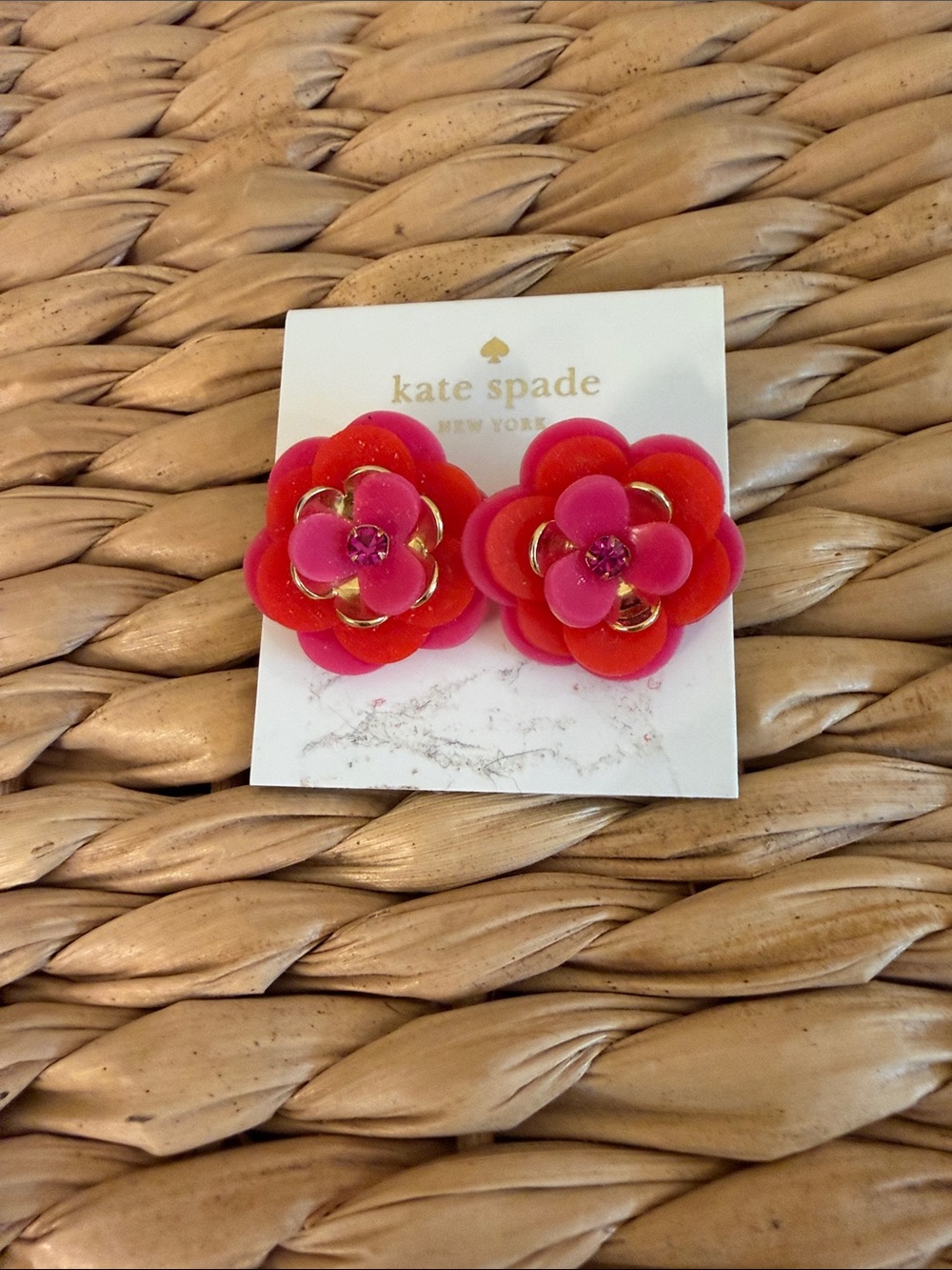 kate spade Pink and Red Layered Flower Stud Earrings